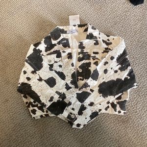 adika cow print jean jacket